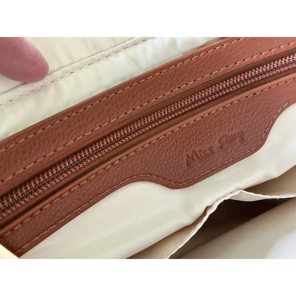 Miss Fong Diaper Bag Tote Vegan Leather Cognac Brown with Changing Pad Large OS